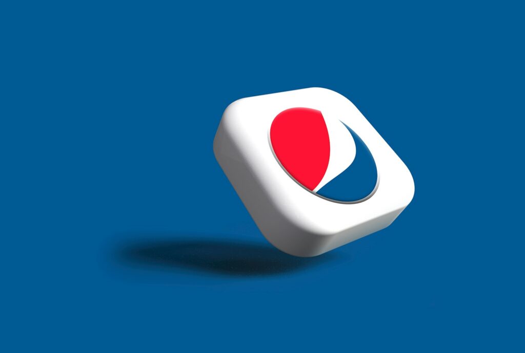 a white and red object on a blue background, Pepsi stock